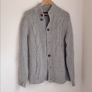 Mock neck button cable cardigan - Banana Republic
